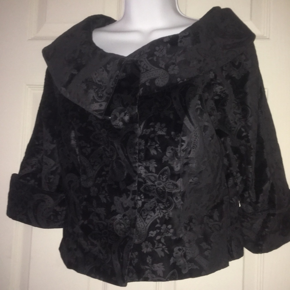 Kenar Velvet Brocade Crop Jacket Sz Small